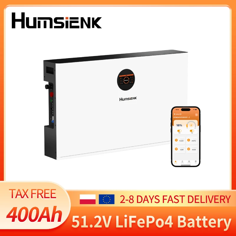 Magazyn energii LiFePO4 Humsienk 48V 400Ah z BMS 200A i ogniwami BYD z Polski za $2081.08 / ~8063zł