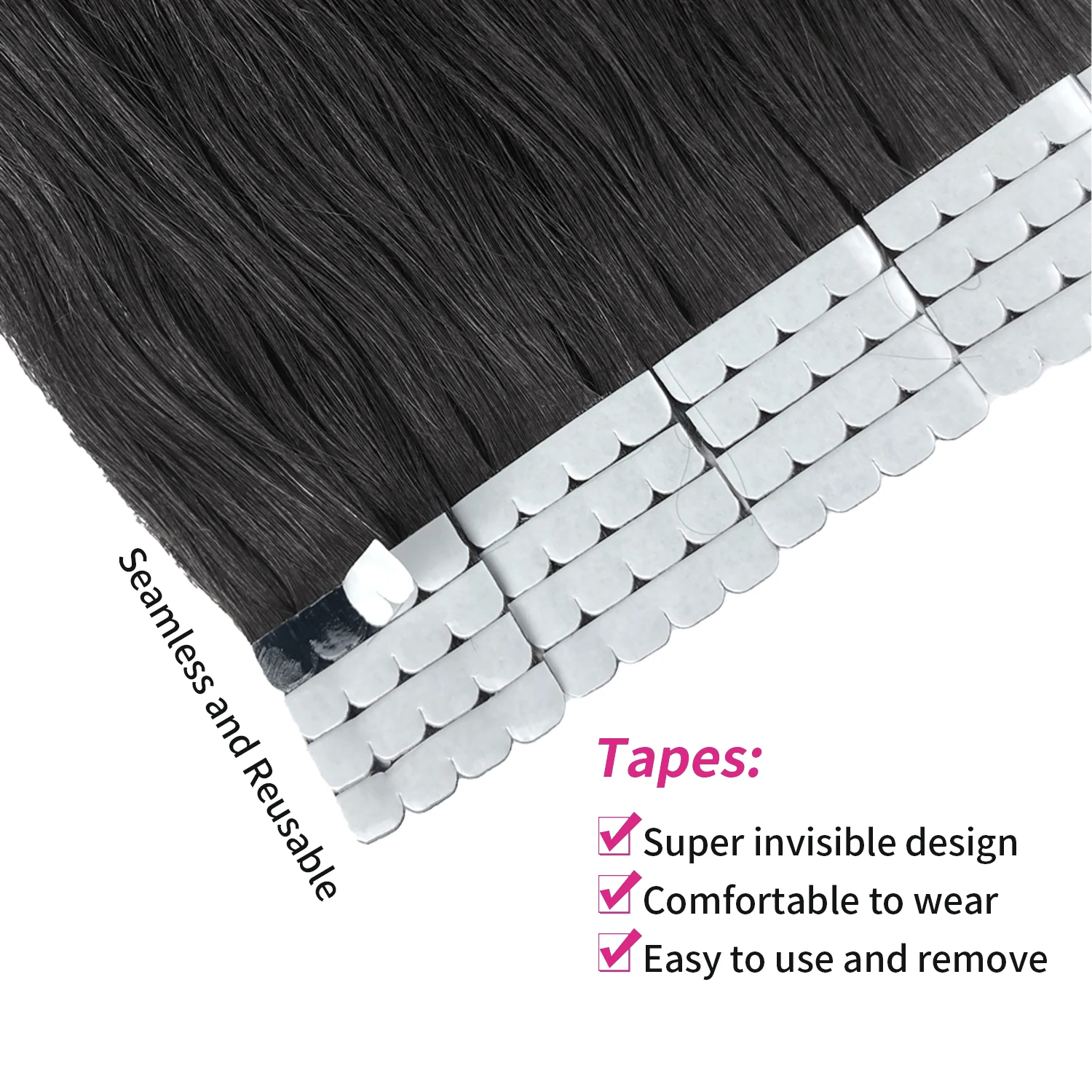 미니 테이프 인 헤어 익스텐션 레미 인모 내추럴 스트레이트 50G/20개 심리스 스킨 웨프트 접착제 16-26인치 미니 테이프 인 헤어