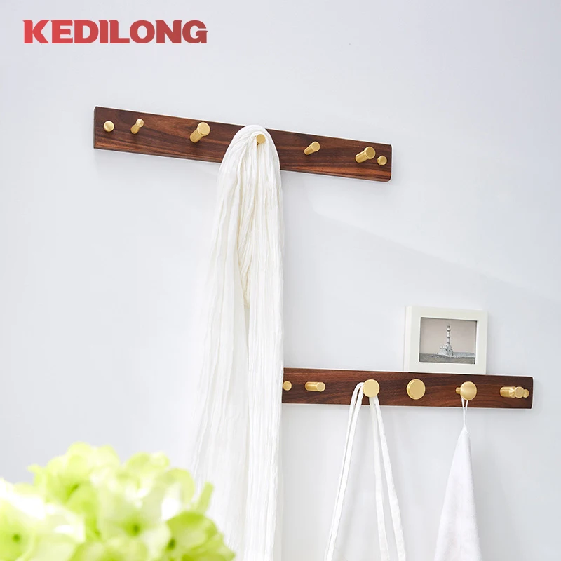 Brass solid Nordic light luxury clothes hook modern minimalist wardrobe wall perforated hanging clothes hook gold storage hook,door hook