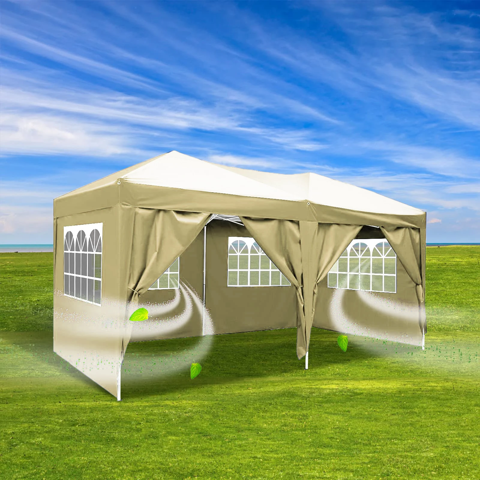 Folding Gazebo 3x6 Pop-Up Gazebo Waterproof Windproof Tent with 6 Sidewalls,3 Height Adjustable,UV Protection,Party Tent