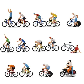 Model Trains HO Scale 1:87 Cyclist Rider Photographer 15 Different Poses Bicycle Motorcycle P8722