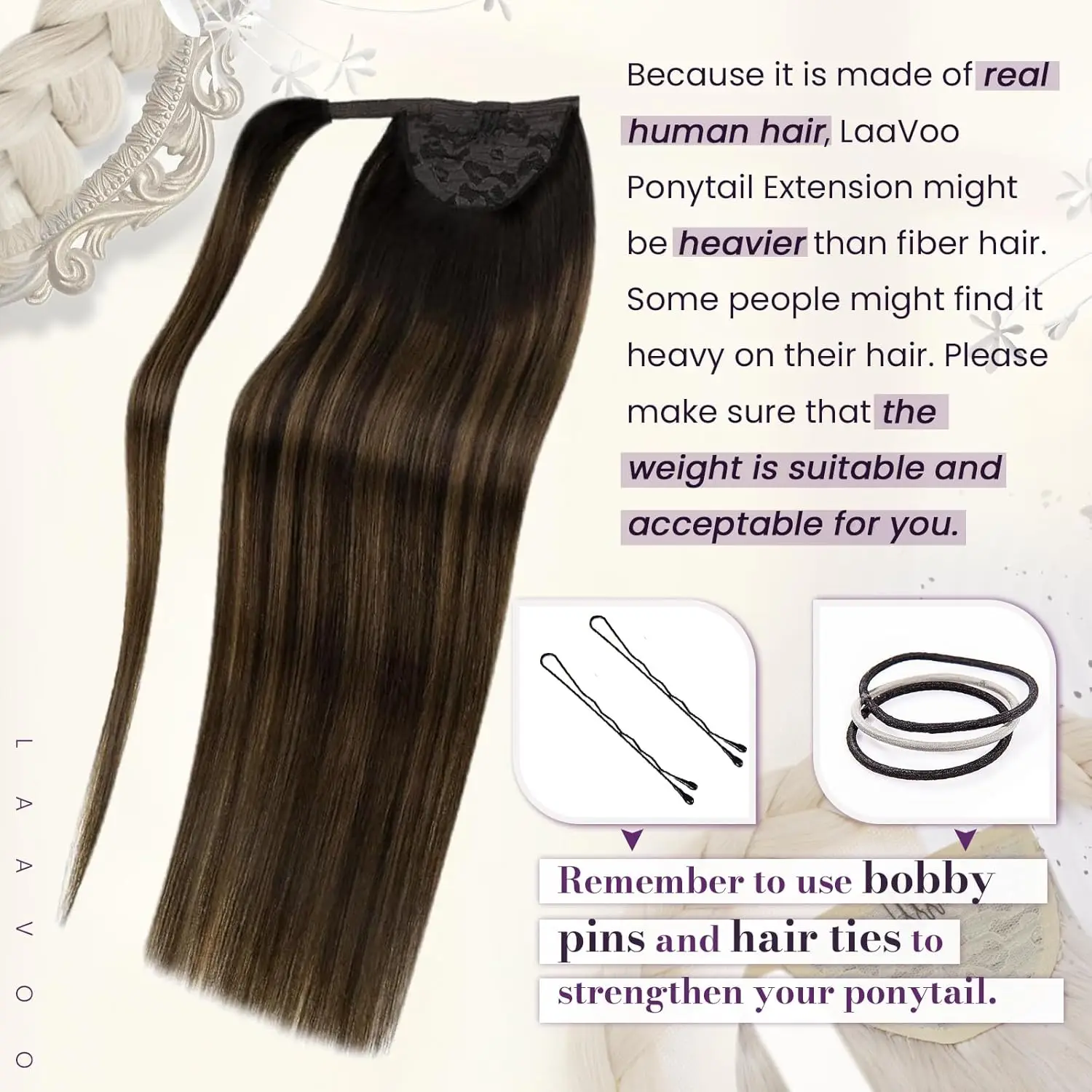 LaaVoo Clip in Ponytail Hair Extension 100% Real Human Hair  display picture 1