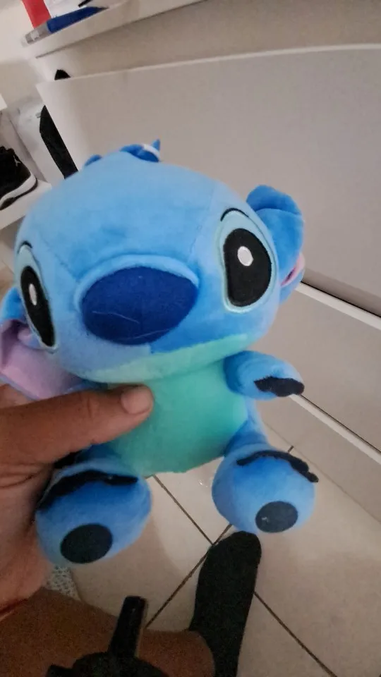 18cm Original de peluche Stitch bebé película dibujos animados modelo muñeca niños figuras de acción juguetes de peluche regalos colgantes photo review