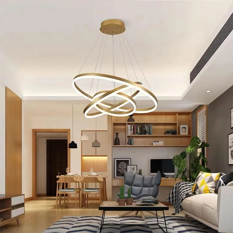 

LED Circle Chandelier Modern Living Room Ring Pendant Lights Minimalist Art Creative Personality Net Red Custom Hanging Lamp