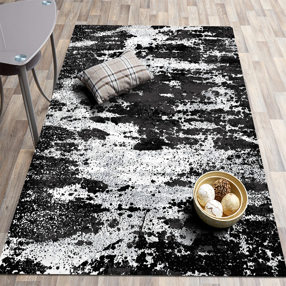 

Printed Modern Ethnic Patterned Carpet Black & White color non-slip carpet/Children's room bedroom living room carpet/home gift
