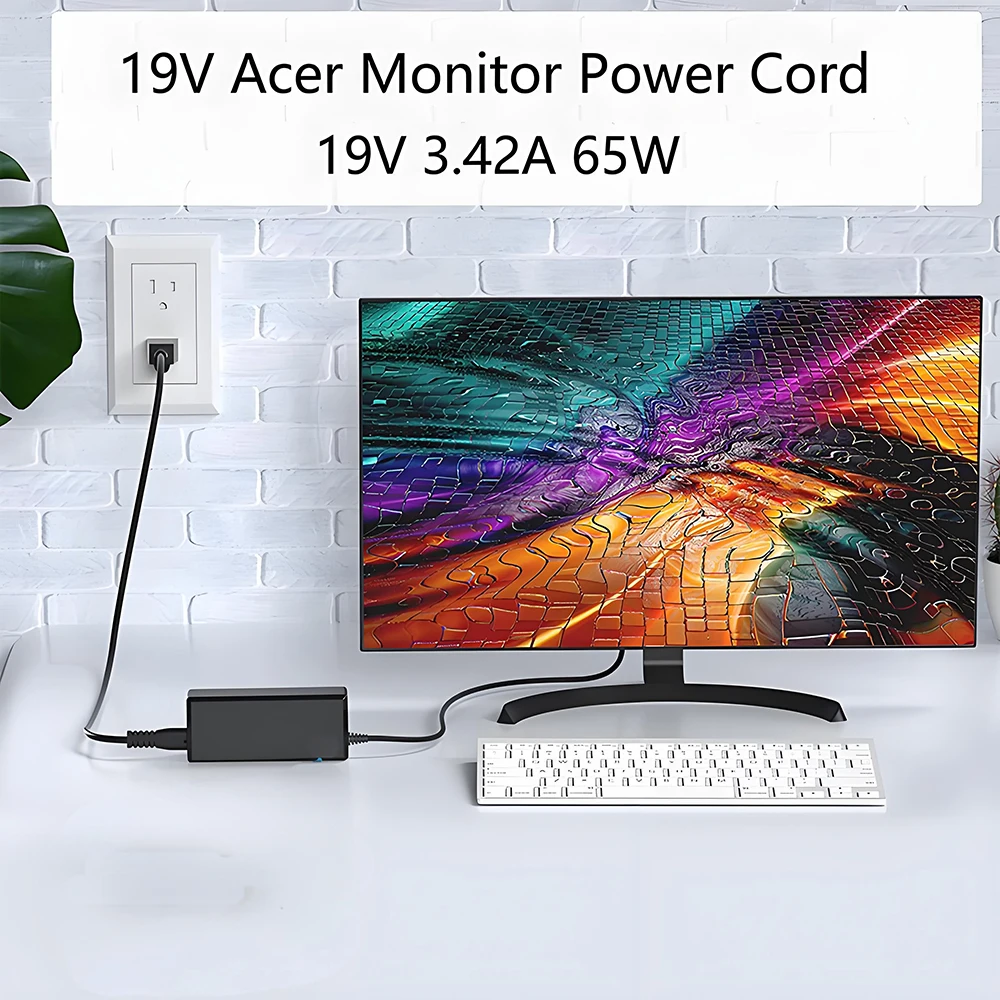 Caricabatterie 65W Per Acer Aspire E Gateway - Adattatore AC 19V 3.42A, Nero, 1 Anno Garanzia