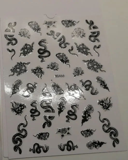 3D Snake Design Nail Art Stickers Färgglada Dragons Slider Decals Black Snake for Manikyr Nagelkonstdekoration Nyårsdekor photo review