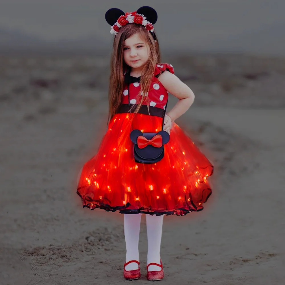 Uporpor – robe de princesse Mickey et Minnie pour bébé fille, tenue de  fête, de carnaval, de noël, de nouvel an, à pois, avec éclairage LED |  AliExpress