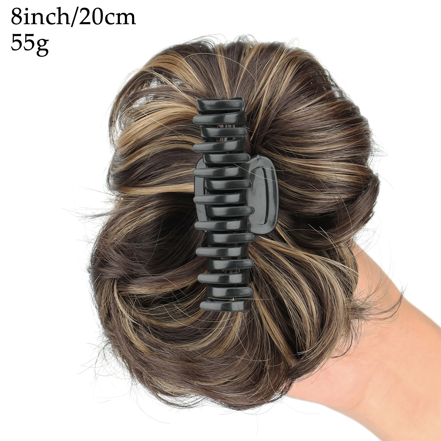 합성 8인치 클로 클립형 메시 헤어 번 웨이브 헤어 번 도넛 업두드 스타일 시뇽 헤어피스 여성용 헤어 익스텐션