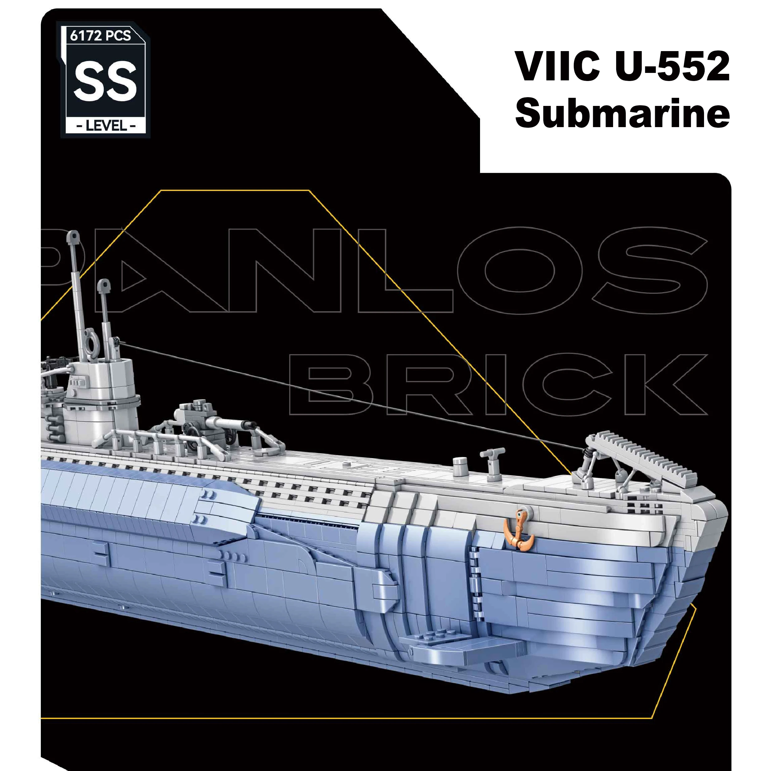 

Подводная лодка VIIC U-552 628011, Современная высокотехнологичная модель военного транспорта, 6172 шт., детская игрушка в подарок