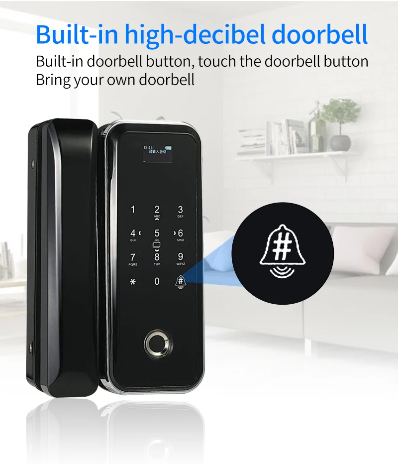 Tuya App Smart WIFI Lock Office Intelligent Fingerprint Digital Glass Door Lock