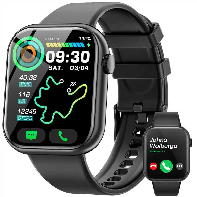 1.85 Inch Full Touch Screen Smart Watch Men Women Bluetooth Call IP67 Waterproof Outdoor Sport Fitness Tracker Heart Smartwatch 2