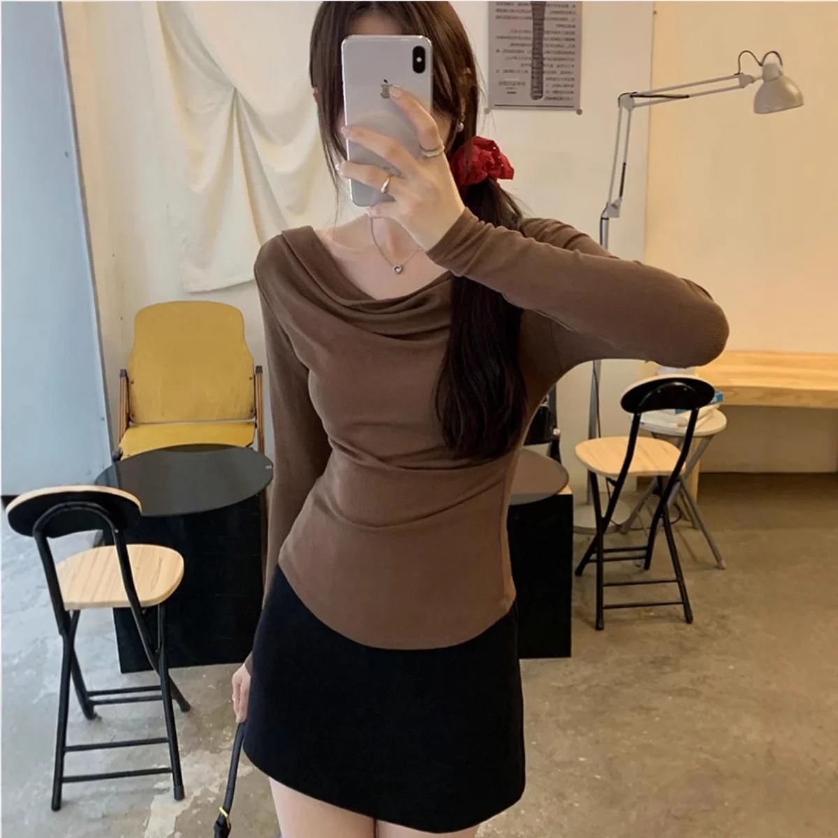 T-shirt fin sexy pour femmes, hauts décontractés à manches longues, col en V fin, couleur unie, t-shirts féminins, printemps été, quotidien, vacances, streetwear