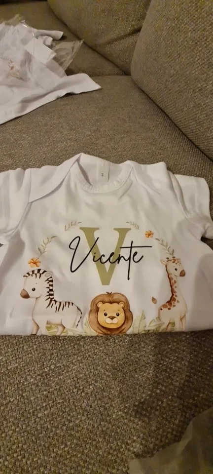 Mono personalizado para bebé con nombre personalizado, pelele salvaje para recién nacido, traje con estampado de animales de Safari, ropa para niñas pequeñas, regalo de ducha infantil photo review