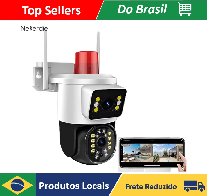Câmera de Segurança Externa PTZ SC-B21 com Lente Dupla, Wi-Fi e Alarme