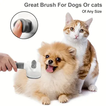 2-in-1 Pet Grooming Brush - Massaging Deshedder with Easy Cleanup 5