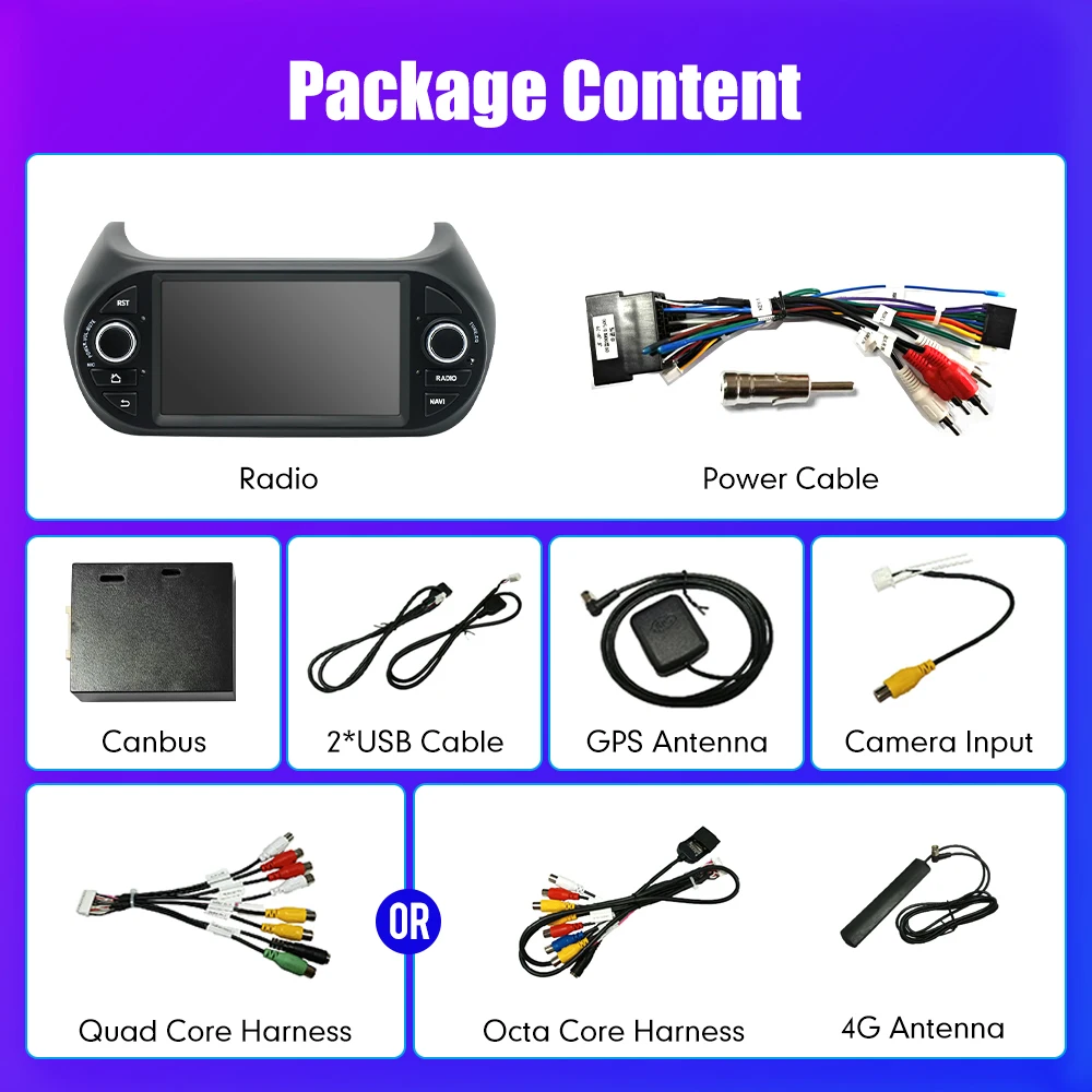 7 Zoll Android Auto Radio Für FIAT Qubo Fiorino - GPS Navigation Mit CarPlay Bluetooth DAB+