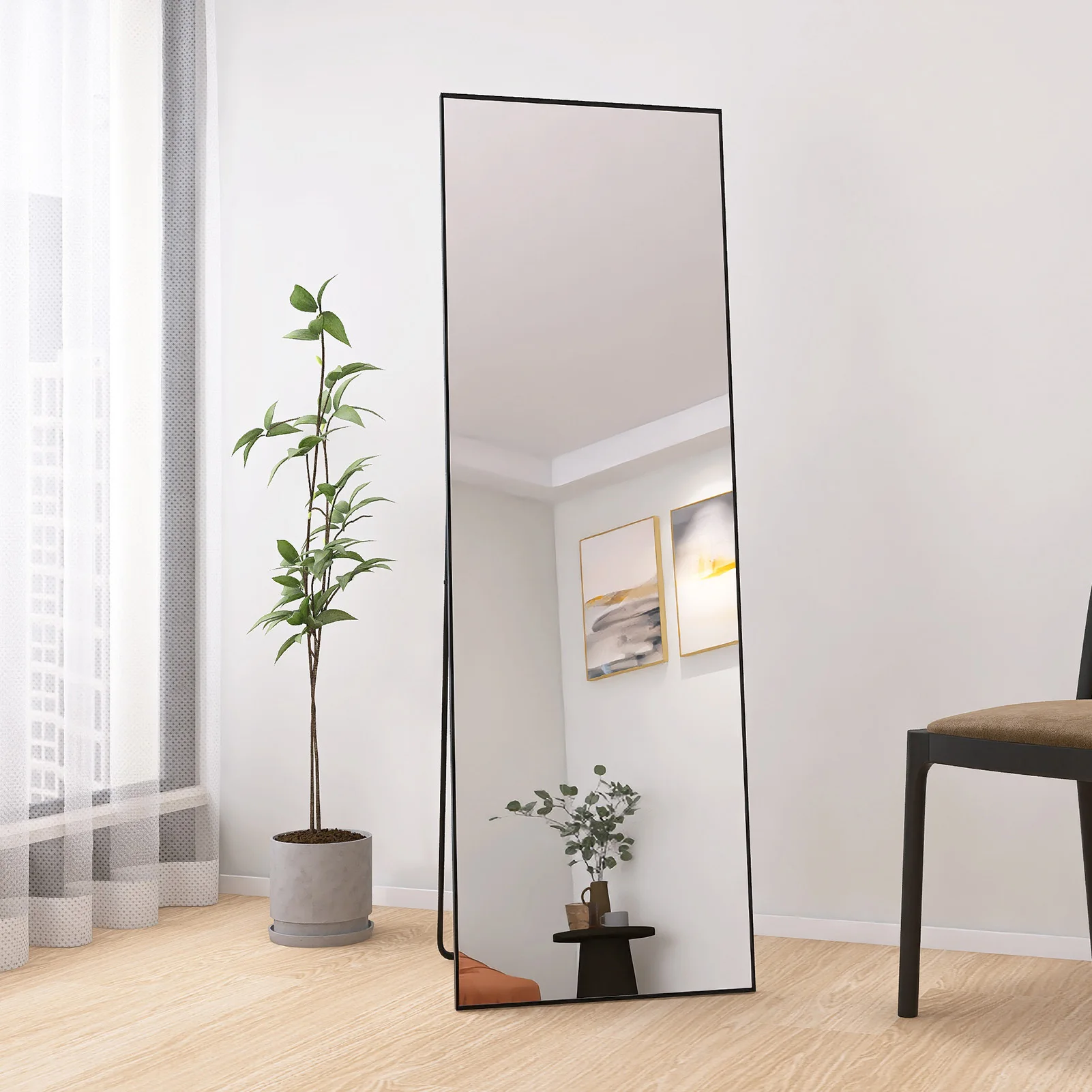 Rosahqnda HD Ganzkörperspiegel 165 x 60 cm Freistehend Zum Aufhängen/Stellen/Neigen ， für Wohnzimmer, Schlafzimmer – Detail 10