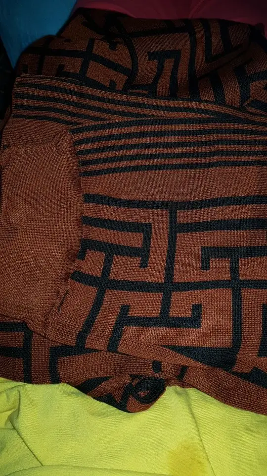 SINGREINY Geometric Maze Print Two Pieces Suits Autumn Winter O Neck Sweater+Long Pants Women Casual Fashion Knitting 2pcs Sets photo review