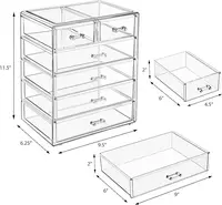 Acrylic Makeup Organizer, Storage Case for Cosmetics and Jewelry, 4 Large and 2 Small Drawers, Ideal for Vanity, Bathroom, Dorm, 2