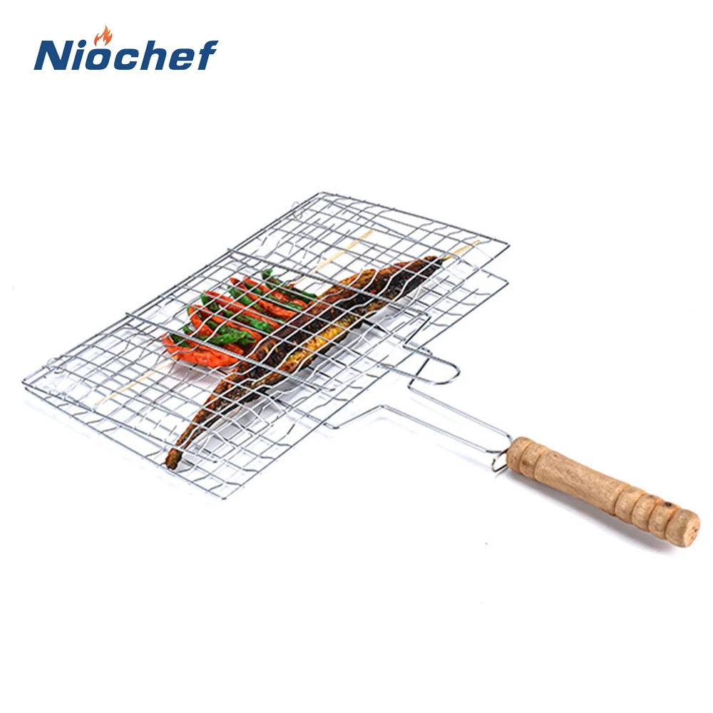

BBQ Net Clip Stainless Steel BBQ Fish Clip Mesh Folding Grill Portable Grilling Net Outdoor Home Camping Picnic Barbecue Tools
