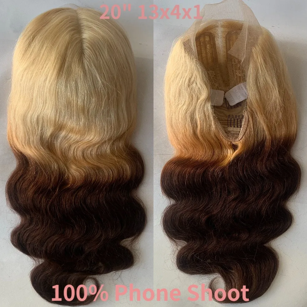 3 Tone Ombre Human Hair Wig Colored 613 Brown Body Wave Lace Wig Perruque Cheveux Humain T Part Lace Front Wig Brazilian On Pro