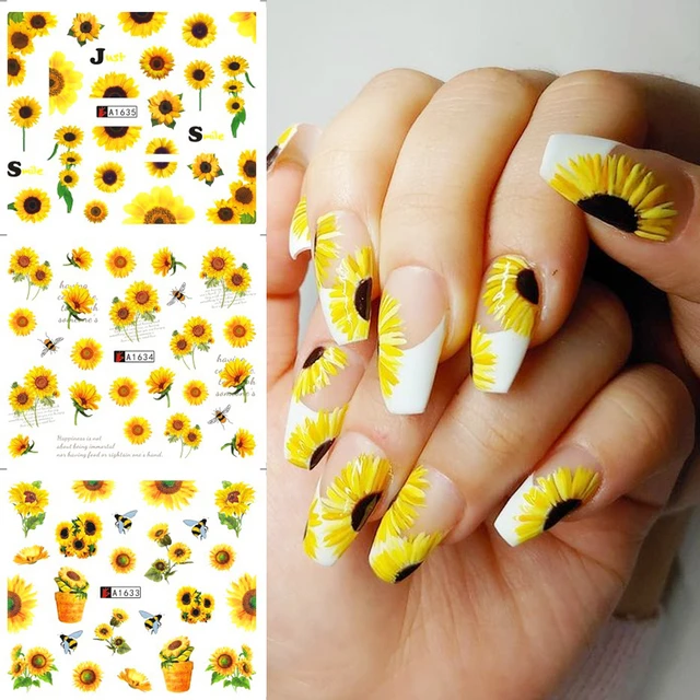 12pcs Sunflower Nail Art Water Vibrant Sliders For Nails Flower Spring  Summer Bee Manicure Decor Bea1633-1644 | Fruugo NO