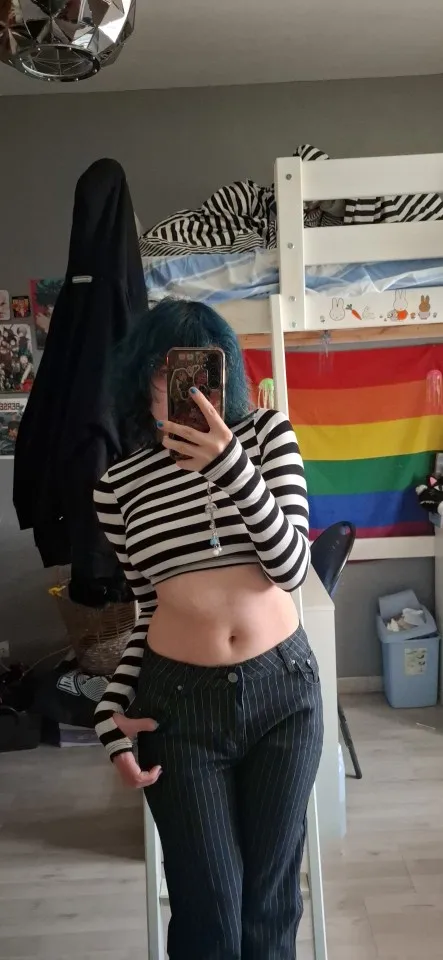 2000s Clothes Y2k Low Rise Boot Cut Jeans Woman Casual Black Striped Denim Trousers Streetwear Flare Pants P77-DD25 photo review