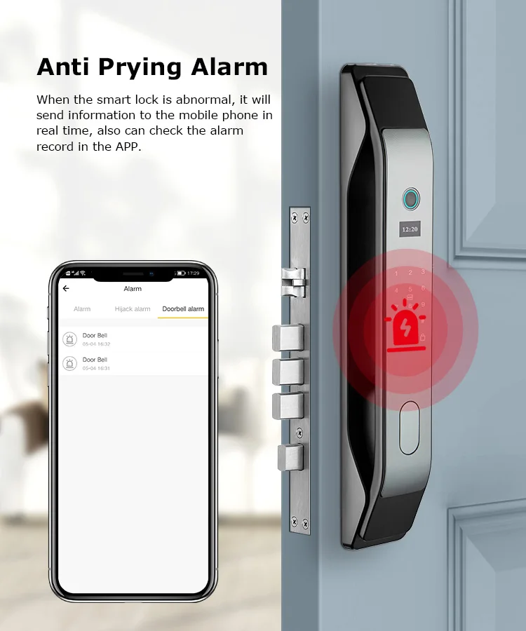 Waterpoof Tuya Wifi Fingerprint Smart Automatic Door Lock Password Nfc Card With