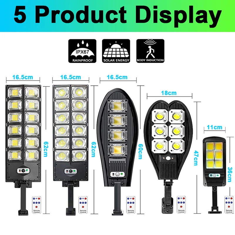 10000watts Super Bright Outdoor Solar Lamp Waterproof Ultra Wide Lighting Street Light Human Induction Motion Sensor Wall Lights 5