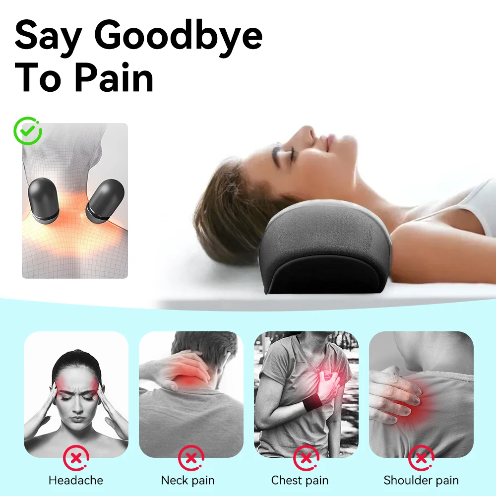 Electric Neck Massager Sleep Pillow Cervical tretch Heating Hot Compress Vibration Relieve Fatigue For Head Neck Shoulders