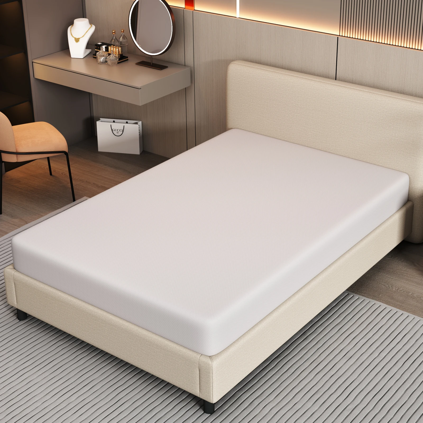 Anajqaqia 90x200cm Mattress, Oeko-Tex Certified, Ergonomic, Breathable and Durable, Hardness H3, White