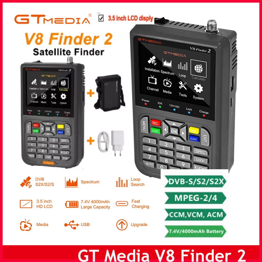 

[Оригинал] GTMEDIA V8 Finder 2, устройство для поиска спутникового сигнала, устройство для поиска света/S2/S2X Digital 1080P HD H264 VS DVB-S V8 Finder PRO WS6933 WS6980