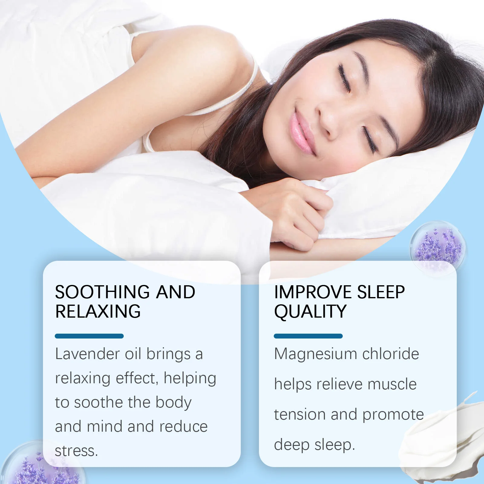 Hoygi Magnesium Sleeping Care Cream Moisturize Relief Stress and Anxiety Soothing Muscle Soreness Lavender Fragrance Sleep Cream