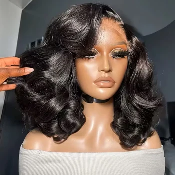 250 Density Shrot Bob Wig 13x4 Lace Front Wigs Human Hair Pre Plucked Body Wave Lace Frontal Human Hair Wigs For Natural Looking 1