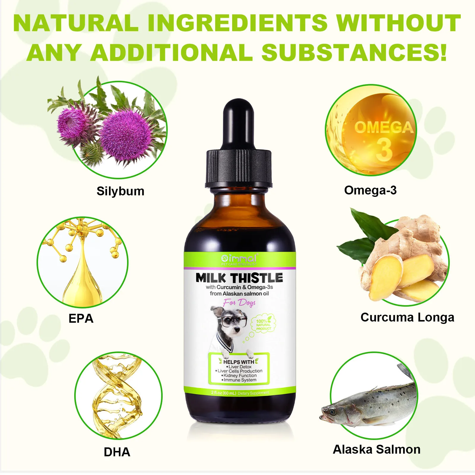 Milk Thistle with Curcumin Omega-3 from Alaskan Salmon Oil Help Liver Detox Kidney Function Immune System Liver Cells Production