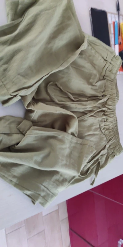 Elegant Cotton Linen Summer Trousers for Women - High Waist Fit photo review