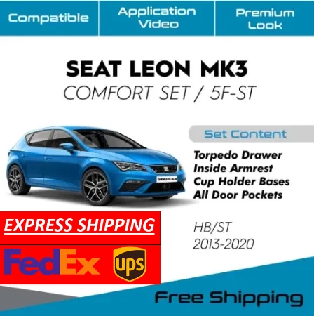 

Seat Leon MK3-5F Model Years Ready Made Fabric Covering Car Interior Accessories Self-Adhesive With Insulation Effect Goods Sound Cutter Comfort Set Laser Cut Easy Application Erasable Noise Barriers Video Guide