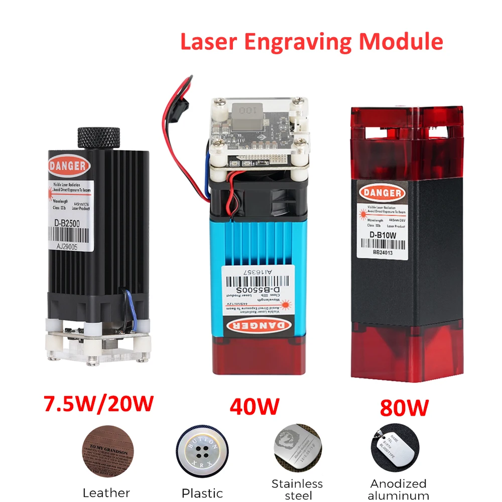 Duas Árvores 80w Laser Head para Máquina de Gravura Cortador a Laser Corte Acrílico Madeira Gravura Metal Módulo Laser 450nm Azul