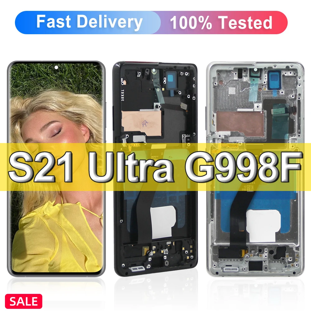 AMOLED S21 Ultra Display with Frame For Samsung Galaxy S21