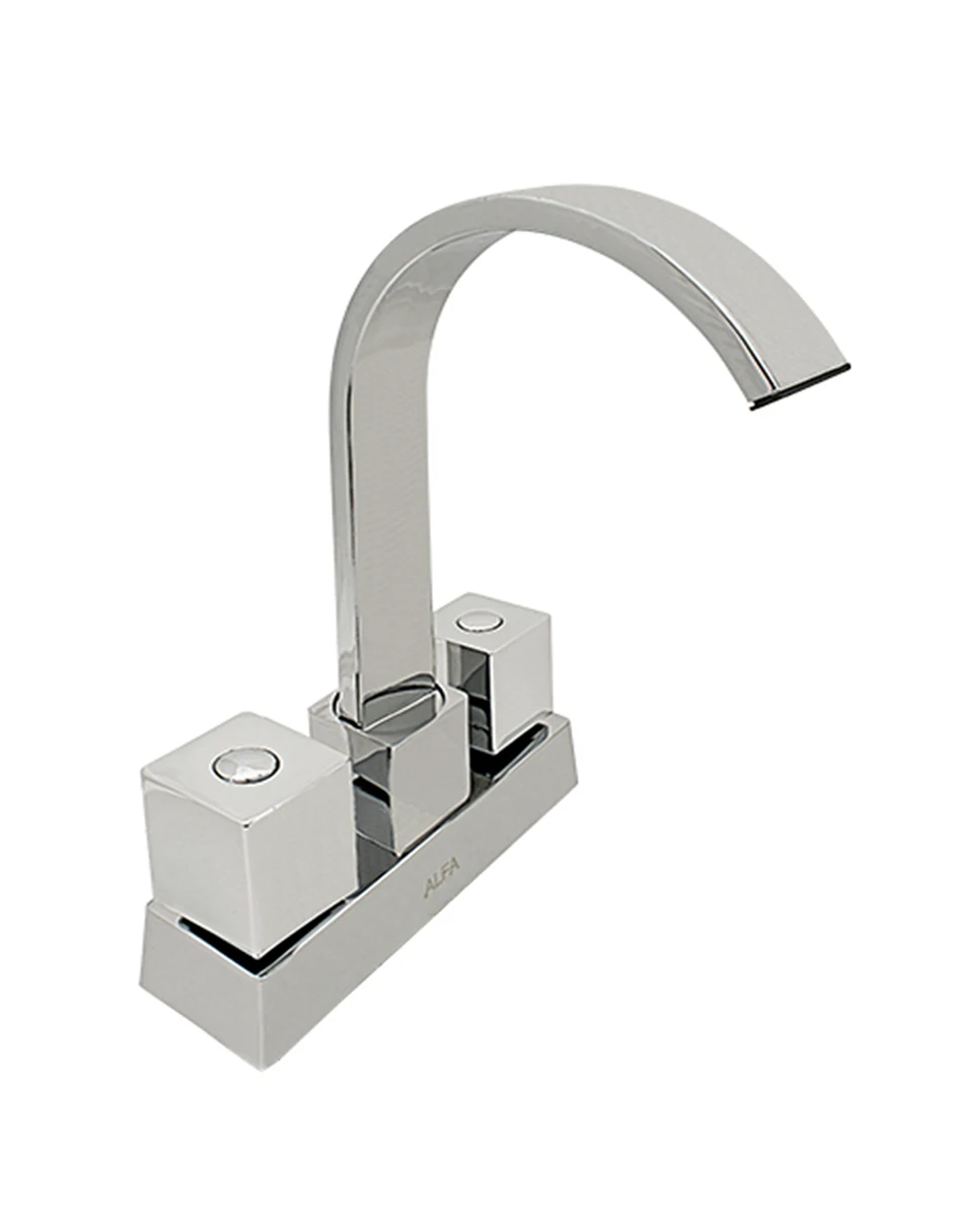 Llave Mezcladora Baño Lavabo Cromado Latón Vuelta 360° Alfa.