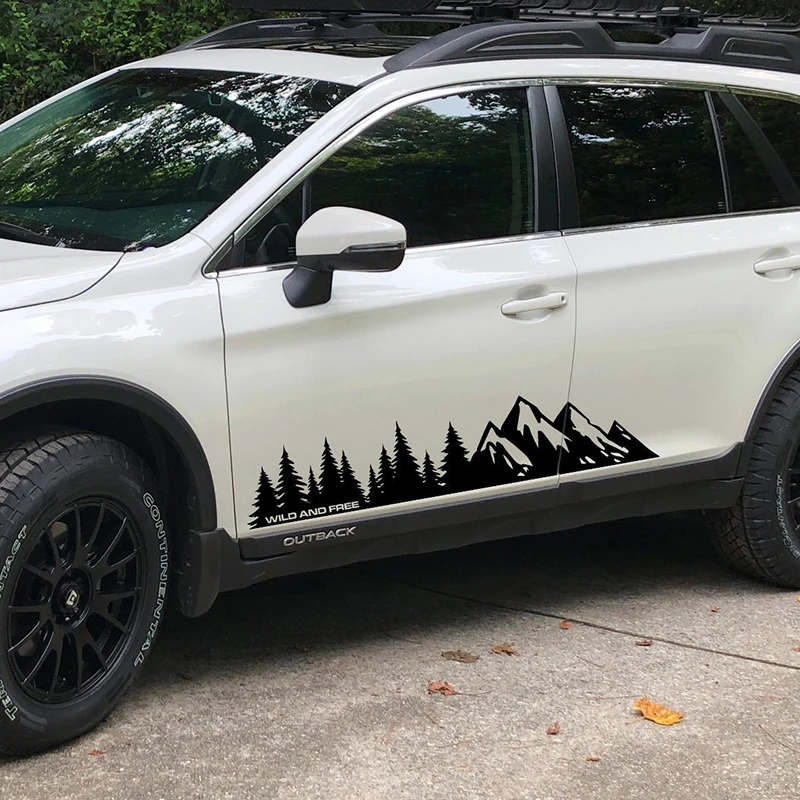 

Наклейка на автомобиль «деревья и горы», Виниловая наклейка для декора кузова фургона, внедорожника, пикапа, аксессуары для Bmw f10,Mazda 6,Alfa