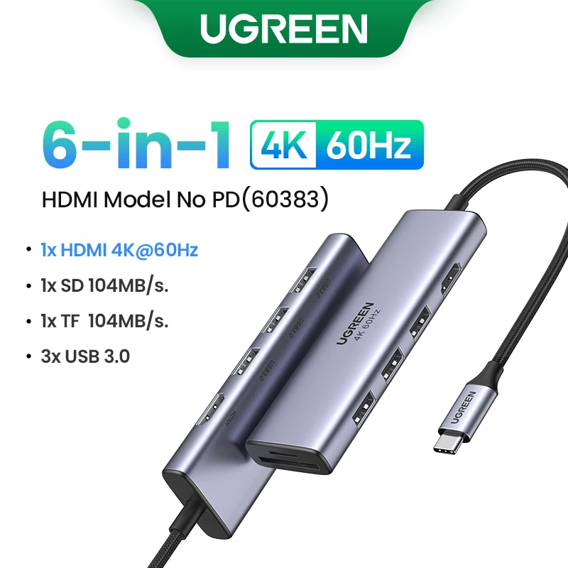 UGREEN DUAL HDMI USB HUB 8K HDMI adaptateur 10 en 1 séparateur avec RJ45  USB 3.0