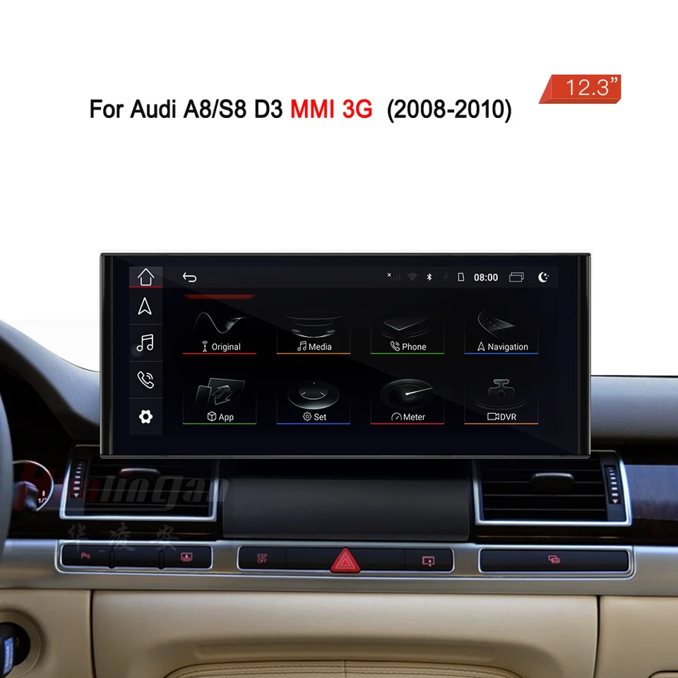 Android 14 car radio multimedia player for Audi A8 D3 CarPlay