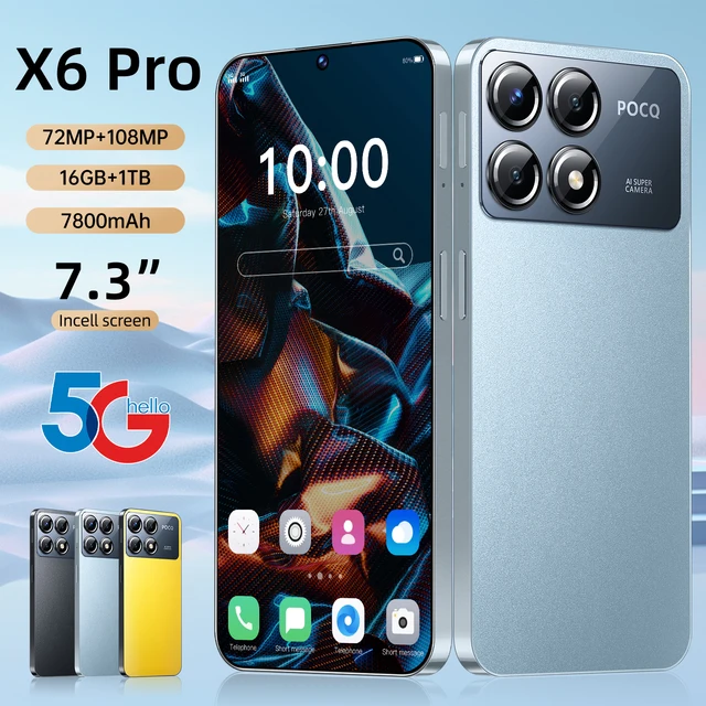 New X6 Pro Smartphone Global Version 16 1tb 7 3 Hd Android 14 7800mah 4g 5g.jpg