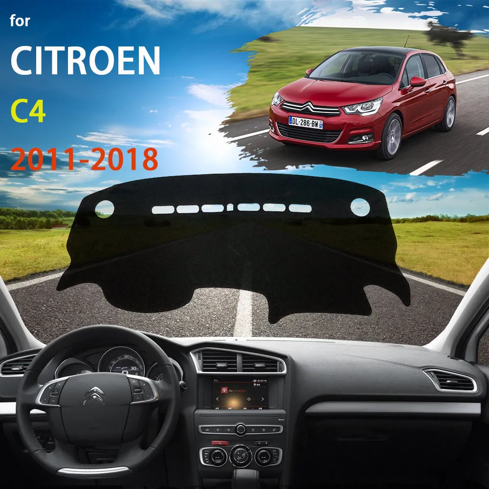 

Чехол для приборной панели Citroen C4 Sedan B7 2011 ~ 2018, коврик для приборной панели, солнцезащитные накладки, ковры, анти-УФ аксессуары 2013, 2014, 2015, 2016, 2017