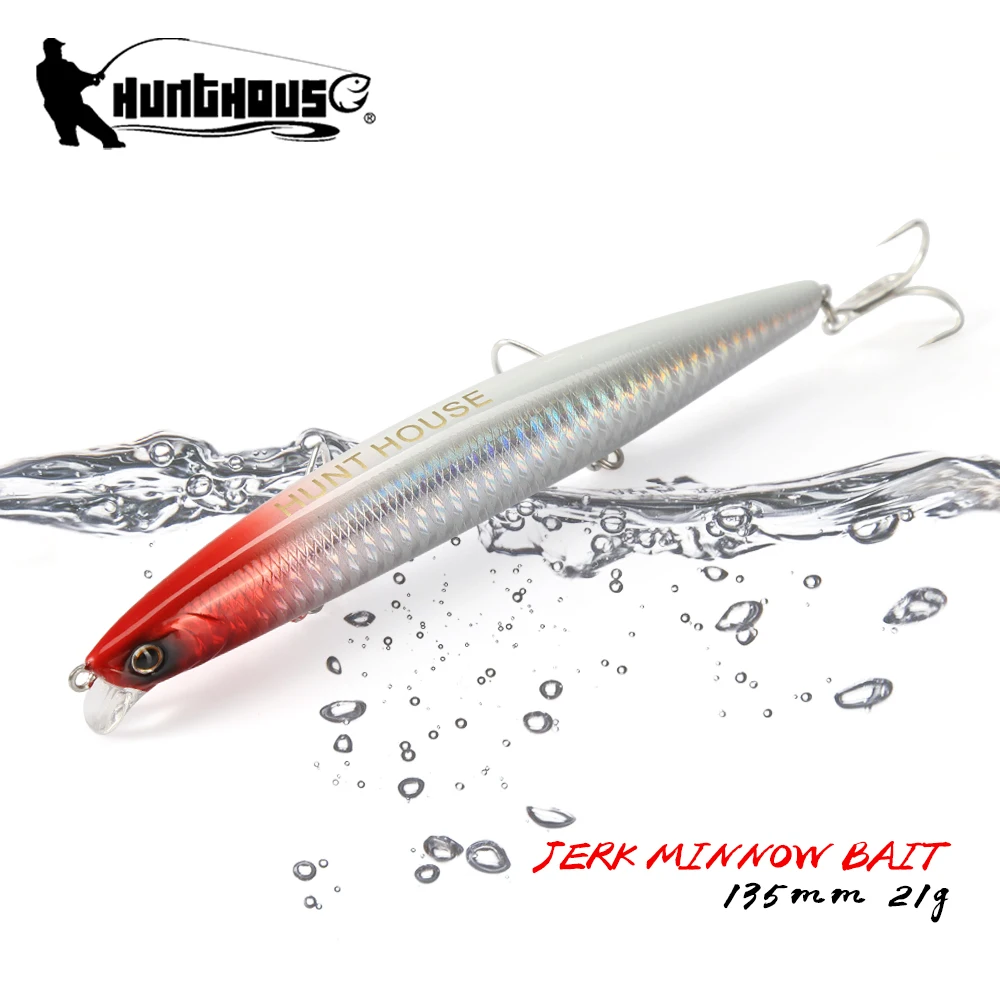 Hunthouse Minnow Angelköder, 135 mm/21 g, Balance-Casting-System, schwimmende Wobbler für Barsch, Hecht, Forelle, Fischgerät