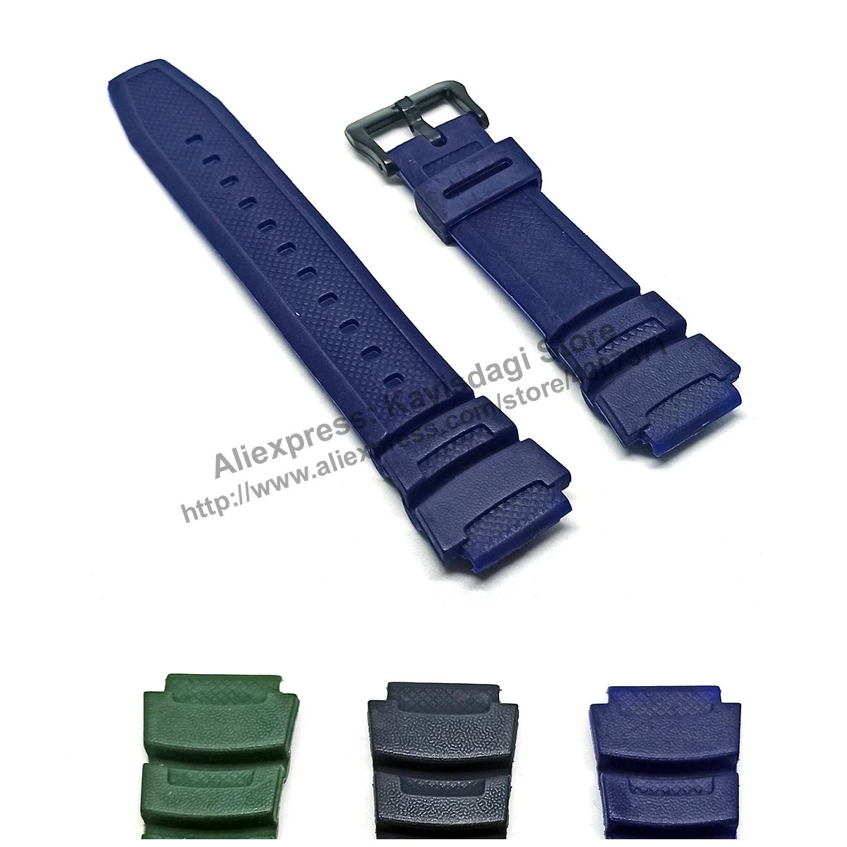 Cinturino/Cinturino In Gomma Nero, Blu, Verde Da 18Mm Compatibile Per Casio Ae-1000W , Ae-1100W , Sgw-300H , Sgw-400H , Sgw-4500H