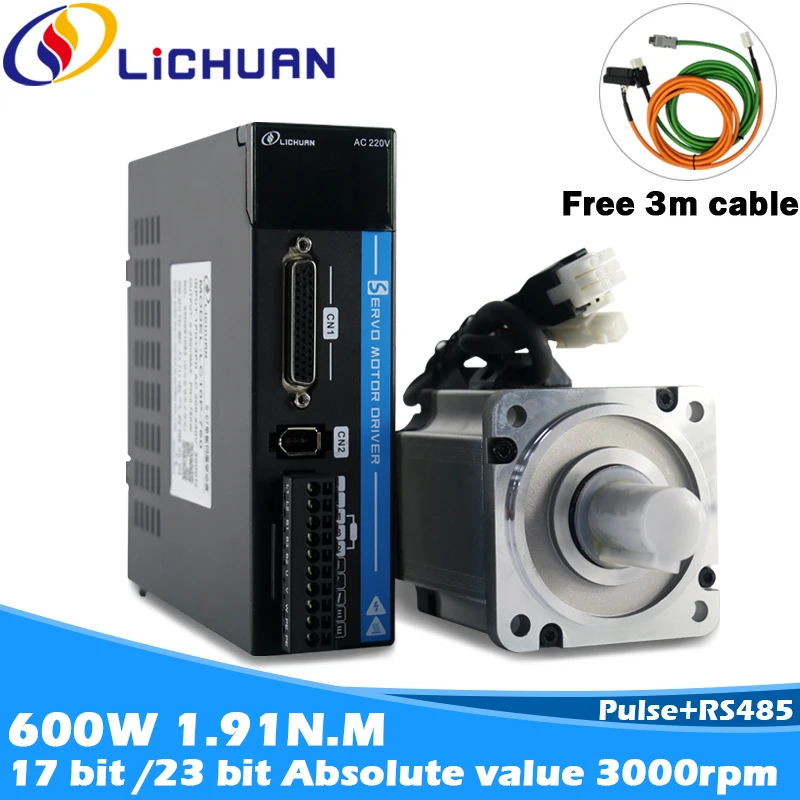 Driver Per Servomotore Lichuan 600W 1.91N.M Con Freno Motore Elettrico A 17Bit 220V 3000Rpm Kit Cnc Per Stampante 3D Pulse Rs485