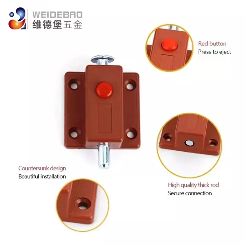Hot Spring Loaded Press Button ABS Plastic Bolt Sliding Lock Latch For Door Furniture Hardware Accessories